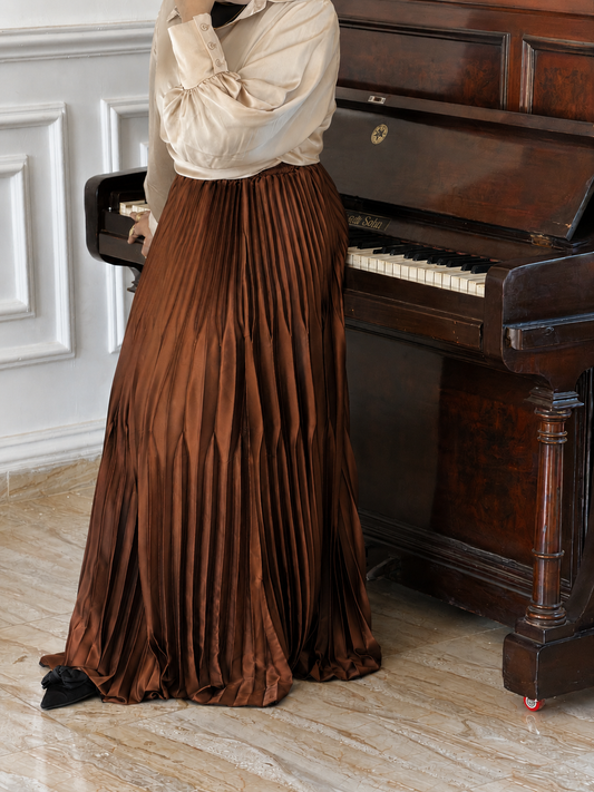 IZAR PLEATED SATIN SKIRT