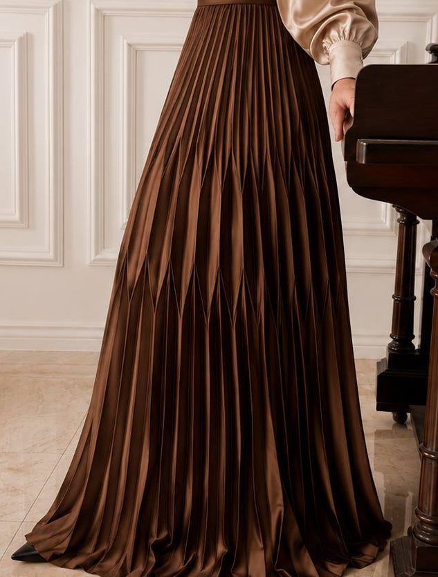 IZAR PLEATED SATIN SKIRT