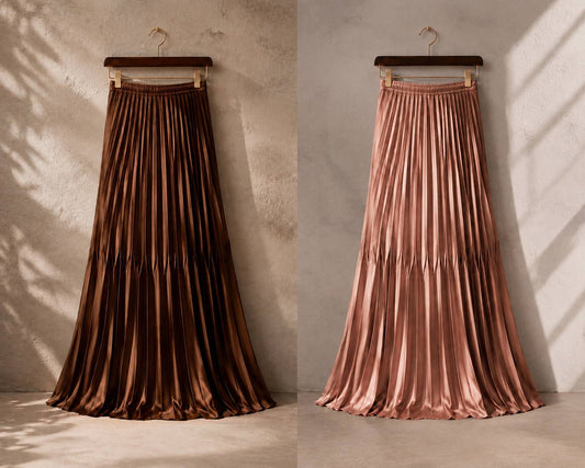 IZAR PLEATED SATIN SKIRT